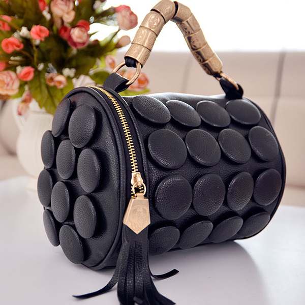 Fashion Zipper Tassels Embellished Solid Black Leather Clutches Bag Clutches Bags Bags