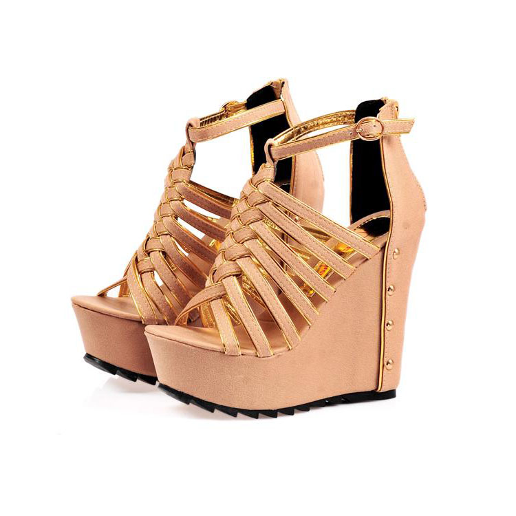 Super High Wedge Apricot Gladiator Sandals_Sandals_Womens Shoes ...