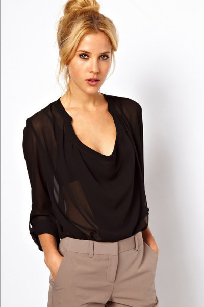 asymmetrical neckline shirt