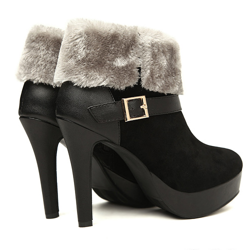 black short boot heels