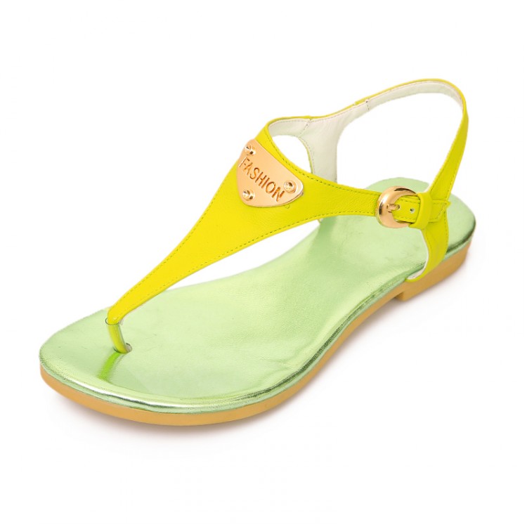 low heel yellow sandals