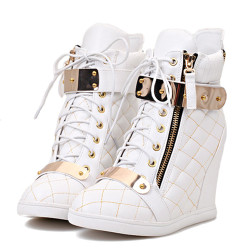 wedge pumps white