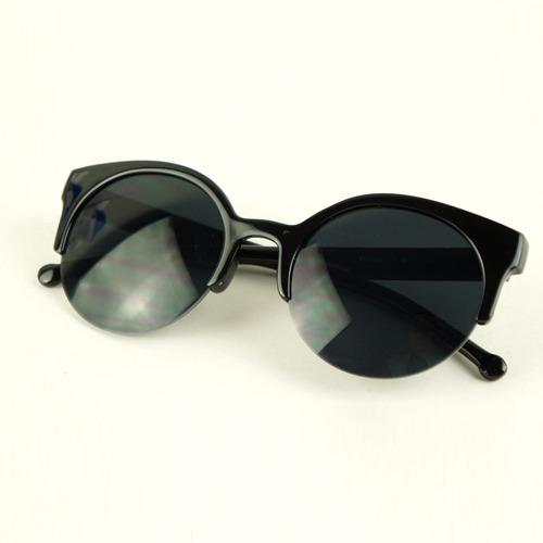 Fashion Vintage Black Half Frame Sunglasses_Sunglasses_Accessories ...
